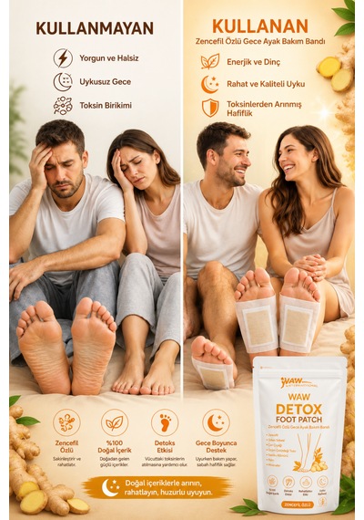 Waw Detox Foot Patch 10 Adet Zencefil Özlü Gece Ayak Bakım Bandı