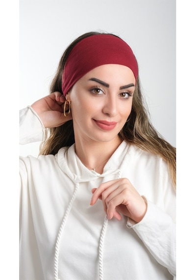 Hürrem Bone Bordo Pratik Hazır Geçmeli Tesettür Bone Viskon Kumaş Sade 3007_1 Bordo