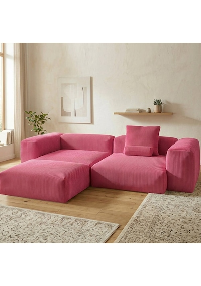 Relax Köşe Koltuk Takımı Sünger Koltuk Kanepe Divan Fuşya