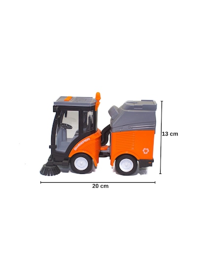 1:16 Sürtmeli Işıklı Ve Sesli Oyuncak Sokak Süpürme Aracı - Şehir Temizlik Çöp Kamyonu 20 Cm