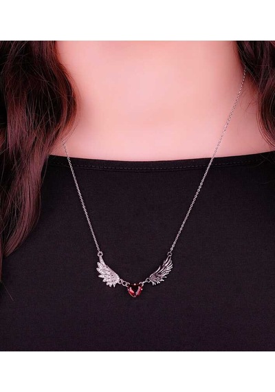 Dükkan Design Kırmızı Taşlı Lucifer Kolye Çok renkli
