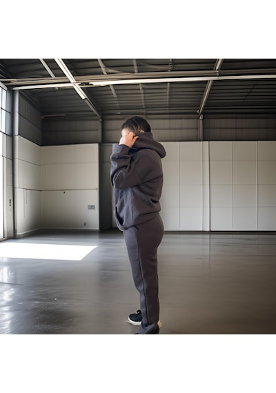 Ceyss Design Unisex Üç İplik Şardonlu Kapüşonlu Hırkalı Eşofman Takımı-antrasit Antrasit