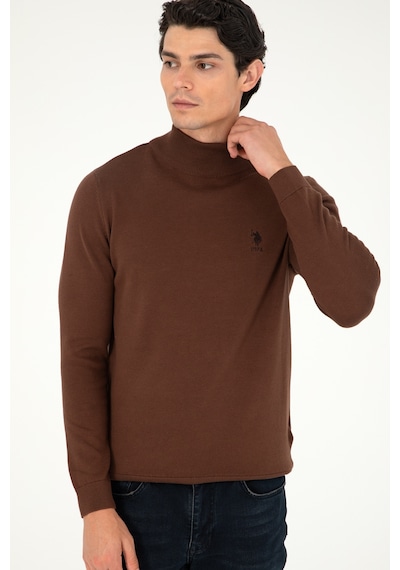 U.S. Polo Assn. Erkek Slim Fit Yarım Boğazlı Kahverengi Basic Kazak 50288887-VR158 U.S. Polo Assn. Erkek Slim Fit Yarım Boğazlı Kahverengi Basic Kazak 50288887-VR158