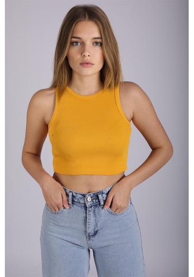 Madmext Mad Girls Sarı Crop Top Mg1113-sarı