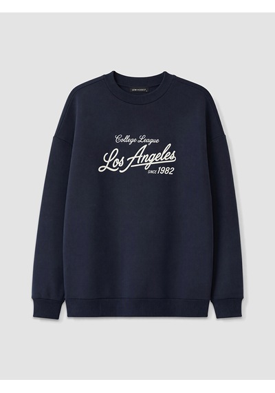 Lcw Modest Lacivert Baskılı Kadın Kalın Sweatshirt Tunik