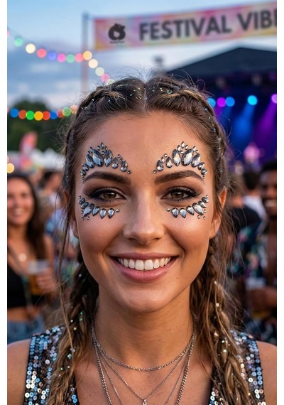Gece Yıldızı - Kendinden Yapışkanlı Antrasit Yüz Taşları Face Gems