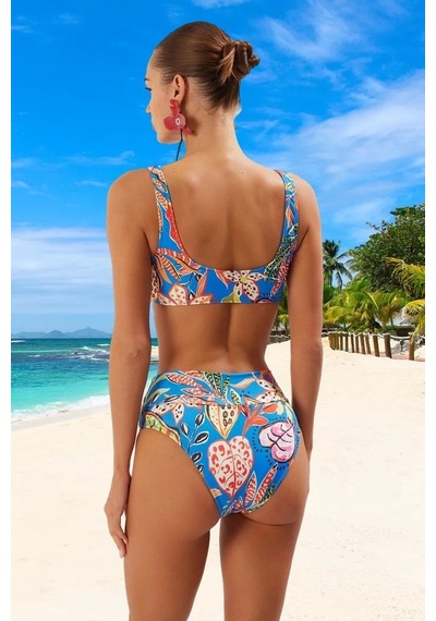 Ersefa Tasarım Bikini Takımı Özel Ergonomik Kesim Su Sporları İçin Şık D Mavi - Çok Renkli