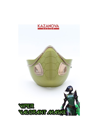 Kazanova Design Viper Maskesi Lastikli Giyilebilir Gerçek Boy Valorant Cosplay
