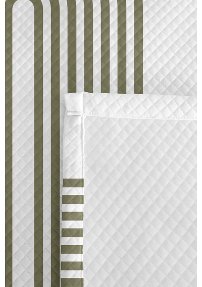Geometrik Bohem Haki Genç Odası Tek Kişilik Pike Takımı - Hardal 160x220 Cm Kapitone Yatak Örtüsü Killi Rota İzi