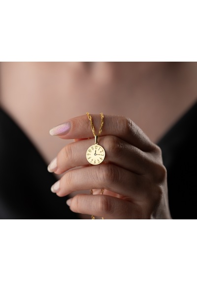 Pırlanta Kolye Kişiye Özel Saat Özel An Kolyesi Zaman Kolye.rose.gold.rodaj Saat Gold