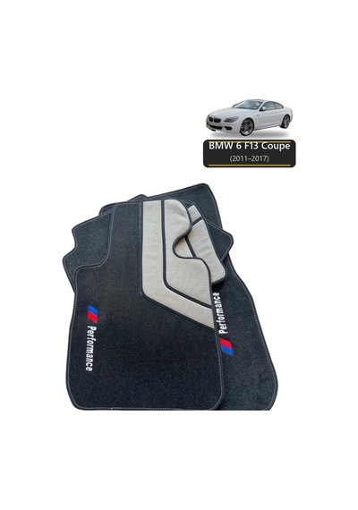 Oto Halı Paspas Seti Bmw 6 F13 Coupe 2011 2017 Uyumlu Sport Kaymaz & Şık Tasarım - Gri-siyah