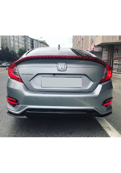 Honda Civic Fc5 Turbo Arka Ek Plastik Siyah Difüzör 2016 2017 2018 2019 Arka-difizör-bodykit-ek