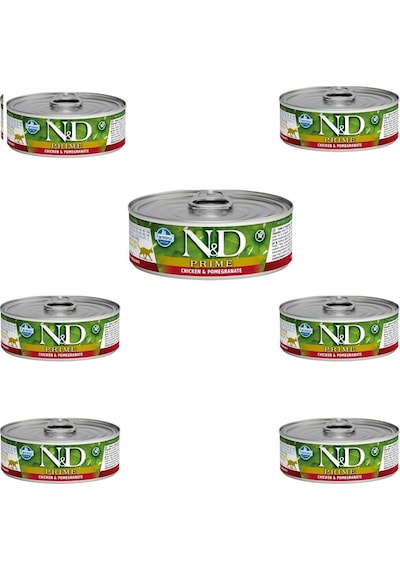 N&D Prime Tavuk ve Narlı Yetişkin Kedi Konservesi 7 x 70 G