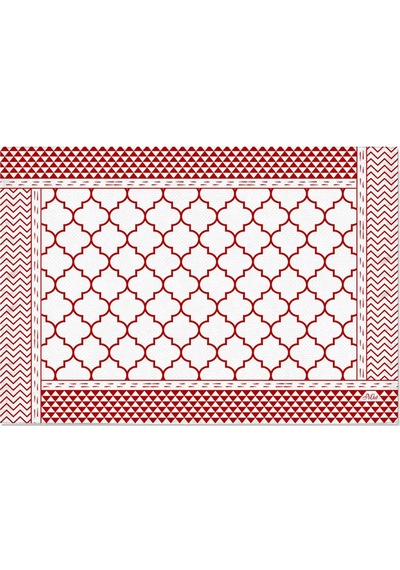 The Mia Geometric -2 Amerikan Servis 6 Lı Set - 50 X 35 Cm Txt0227 Kırmızı