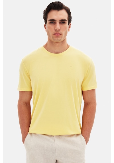 Twn Slim Fit Işın Çiçeği Düz Kabartma Baskılı T-shirt 4ec148551753m Işın Çiçeği