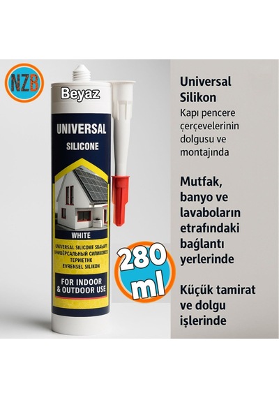 6 Adet Universal Silikon Genel Amaçlı 280 Ml İç Dış Mekan Su Geçirmez Sızdırmazlık Beyaz