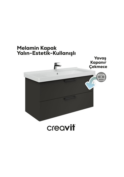 Creavit D20 100 Cm İki Çekmeceli Lv. Dlb. Antrasit Melamin Antrasit