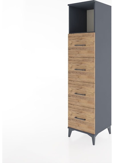 Hyperion Dolap Tek Raflı 4 Çekmeceli 44x44x182 Antrasit-çam Antrasit