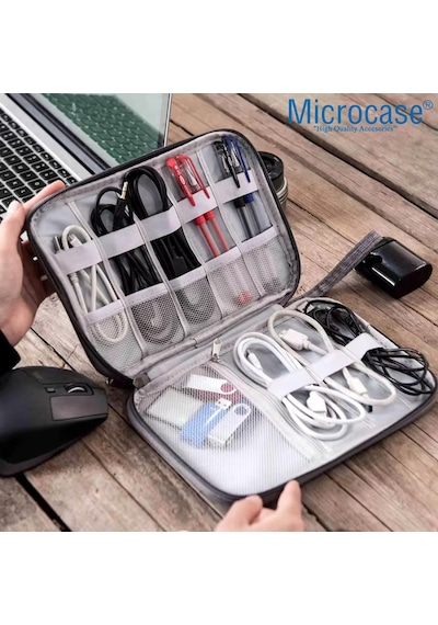 Microcase 2in1 Stylus Dokunmatik Kalem Kılıfı + Çok Gözlü Organizer Çanta Al5393 Omuz Çantası