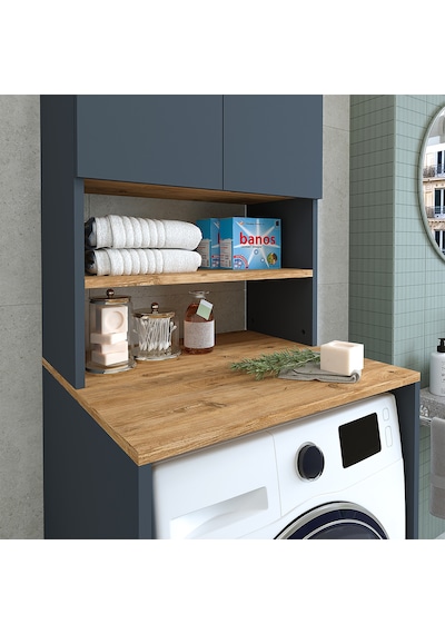 Roomart Cd10 Çamaşır Makinesi Dolabı 3 Raflı 2 Kapaklı Banyo Dola Mat Antrasit