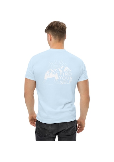 Wildstyle Find Yourself Kendini Keşfet Dağ Kamp Doğa Baskılı Unisex Pamuklu Tişört Bebek Mavisi