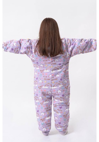 Babyhola 2.5 Tog Yorgan Gerektirmeyen Kalın Elyaf Dolgulu Çocuk Uyku Tulumu Pamuk Astarlı Unisex 6020 Lila
