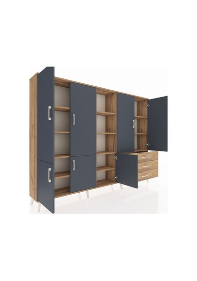 Arges Dolap 11 Raflı 3 Çekmeceli 7 Kapaklı 220x30x163 Çam-antrasit/çam Antrasıt/atlas Çam - Atlas Çam Arges Dolap 11 Raflı 3 Çekmeceli 7 Kapaklı 220x30x163 Çam-antrasit/çam Antrasıt/atlas Çam - Atlas Çam