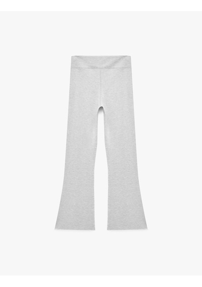 Koton Modal Kumaş Slim Fit İspanyol Paça Yırtmaçlı Tayt Gri 7wak80153ek