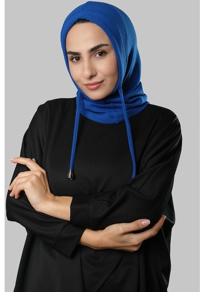 Hürrem Bone Saks Mavisi Bağcıklı Balaklava Boyunluklu Bere Triko Düz 2325 24 Saks Mavi