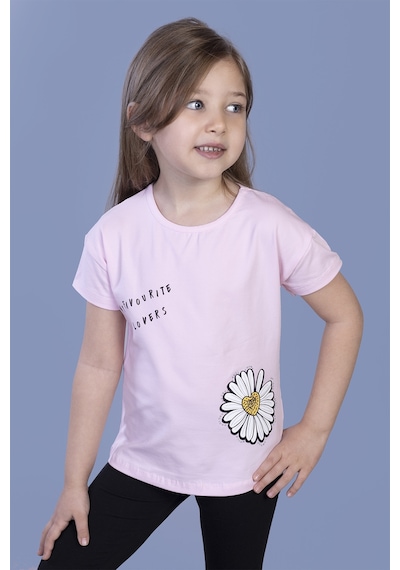 Toontoy Kids Toontoy Kız Çocuk Papatya Baskılı Tişört Pembe