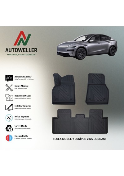 Tesla Model Y Juniper 2025 Sonrası Uyumlu Havuzlu Oto Paspas
