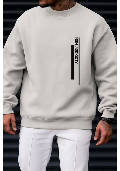 Benroma 3 İplik Penye New York Cıty Baskılı Unisex Sweatshırt Gri