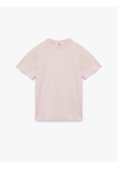 Koton Kısa Kollu Bisiklet Yaka Pamuklu Basic Oversize Tişört Pembe 6wak50092ek Gül