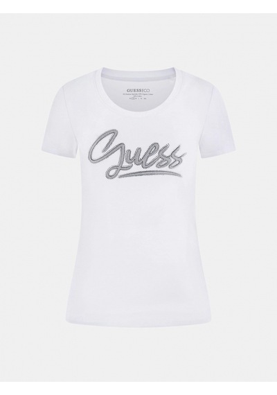 Guess Kısa Kollu Bisiklet Yaka Guess Yazılı Kadın Beyaz T-shirt W6rı24j1314-g011 Beyaz