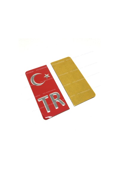 Tr Plaka Arması Metal Etiket Sticker Kırmızı 2'Li