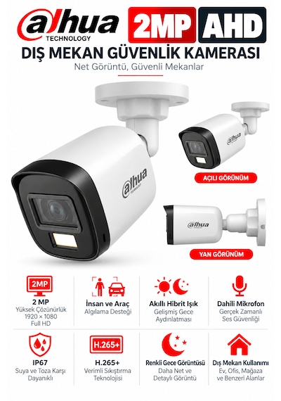 14'lü 2mp Ahd Full Color Renkli Gece Görüş Sesli Kamera Seti 7 İç - 7 Dış Kamera