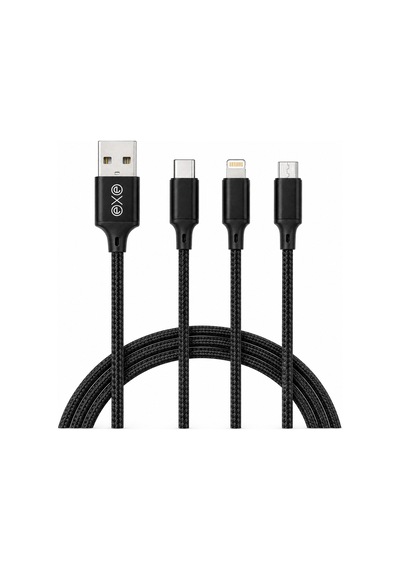 Exe 3'ü 1 Arada Hızlı Şarj Ve Data Kablosu 5a 1.2 Metre Örgülü