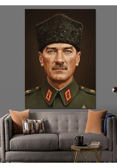 Ahşap Tablo Osmanlı Subayı Atatürk Askeri Portre Dekoratif Tablolar