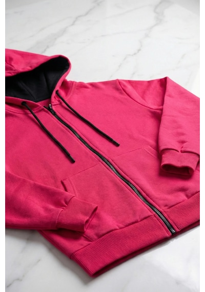 Defys Defy S Kadın Oversize Kapüşonlu Fermuarlı Cepli Sweatshirt Fuşya - 527346818 Fuşya