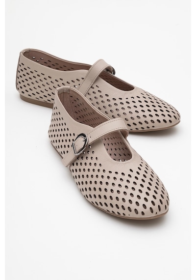 Luvishoes Arian Taş Cilt Hakiki Deri Delikli Kadın Babet Ayakkabı Taş