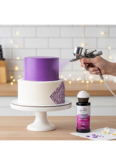 Airbrush Gıda Boyası Mor 120 Ml Pasta, Şeker Hamuru Ve Fondan İçin Profesyonel Boya