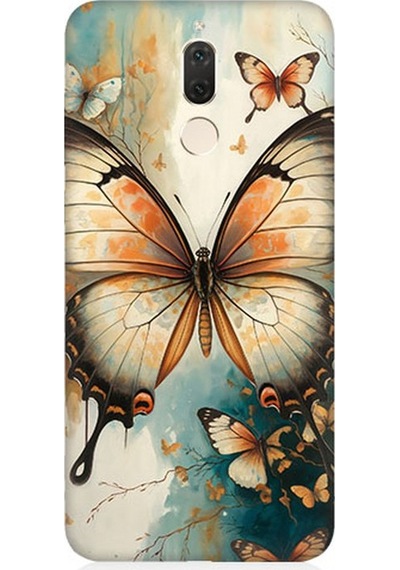 Huawei Mate 10 Lite Uyumlu Zarif Kanatlı Kelebek Desenli Silikon Kılıf Çok Renkli