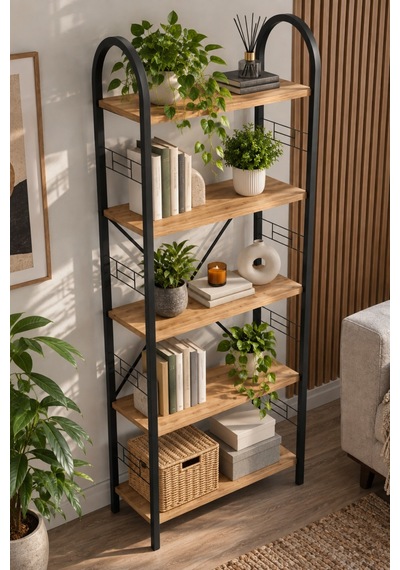 Sulorahome Metal Kitaplık Atlantik Çam Desenli 180 Cm 5 Raflı Atlantik Çam - Siyah Sulorahome Metal Kitaplık Atlantik Çam Desenli 180 Cm 5 Raflı Atlantik Çam - Siyah