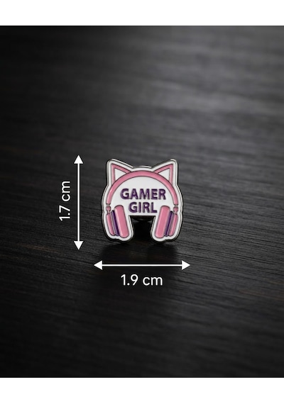 Gamer Girl Kulaklık Pembe Rengi Telefon Sticker 3d Metal Tasarım, Arka Süs A300151