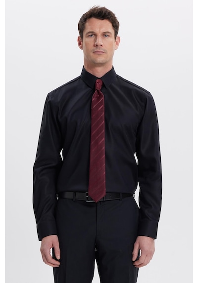 Tudors Slim Fit Siyah Non-ıron %100 Pamuk Doğa Dostu Ekoteks Belgeli Ütü Gerektirmez Gömlek-41964 Siyah