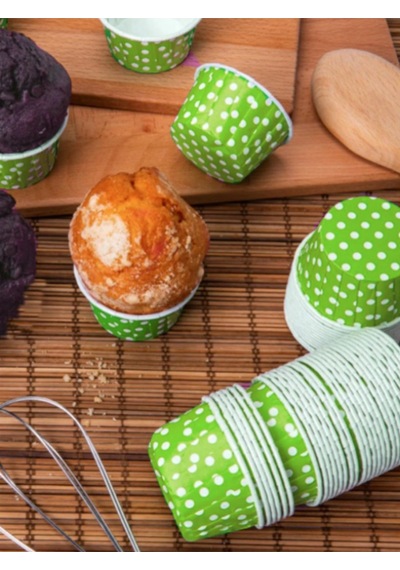 Yeşil Puantiyeli Muffin Kağıt Kapsül 25 Adet 50x39 Mm Diğer
