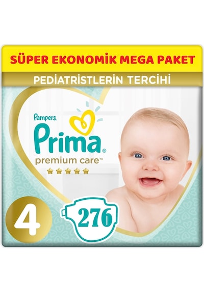 Prima Premium Care Bebek Bezi Beden:4 (9-14Kg) Maxi 276 Adet Süpe