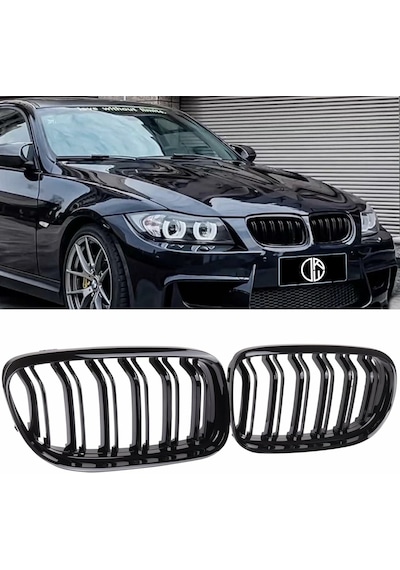 Bmw E90 Çift Çizgi Ön Panjur Izgara 2009-2012 Arası Makyajlı Kasa Parlak Siyah