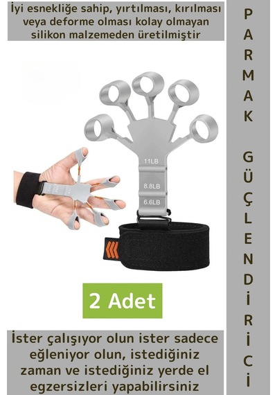 Premium Antrenman Kas El Bilek Kol Parmak Geliştirme Güçlendirme Esnek Silikon Direnç Lastiği 2 Adet Gri