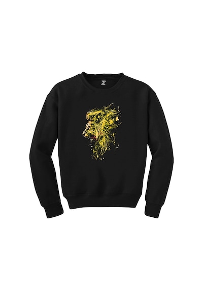 Gold Lion Splash Siyah Sweatshirt